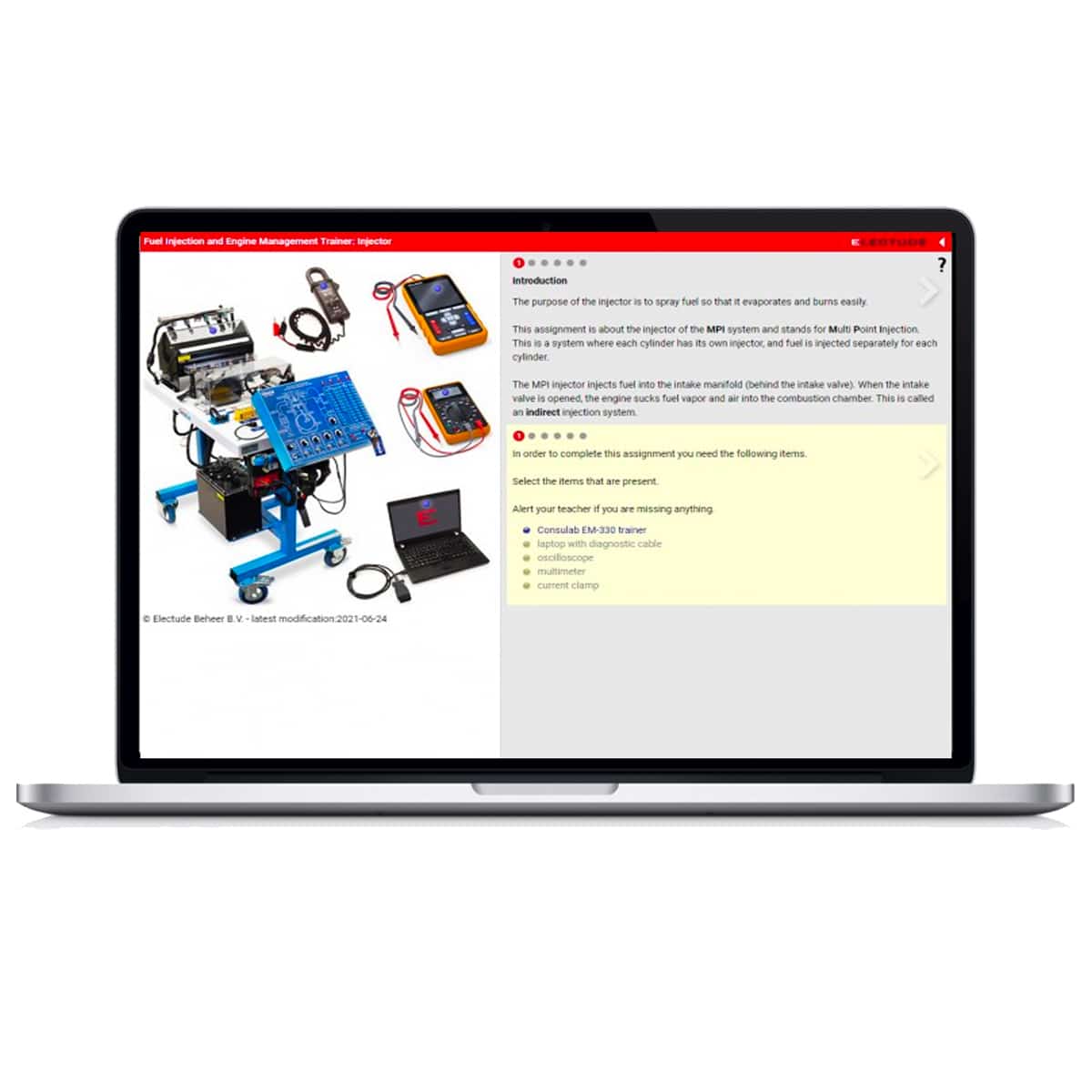 ELECTUDE Courseware for Fuel Injection and Engine Management Trainer